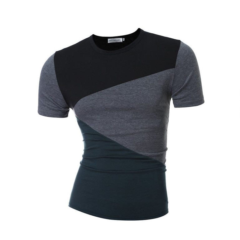HEYKESON Tshirt Brand 2017 Male Short Sleeve T Shirt O-Neck Men T-Shirt Simple splicing Tee Tops Shirt Homme T Shirts 3XL DUNV