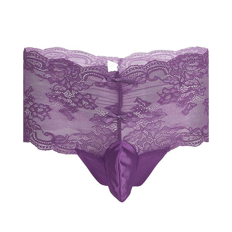 iEFiEL Gay Mens Lingerie Floral Lace High-waisted Bikini Briefs Underwear Underpants Bulge Pouch Jockstrap Sexy Panties for Men