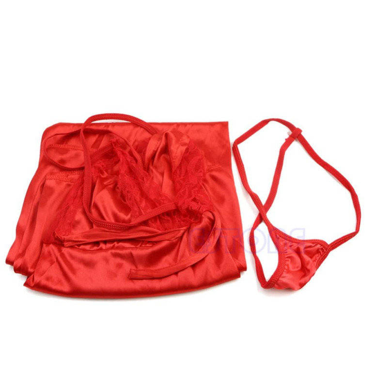 New Sexy Sleepwear Nightgown Dress Women Satin Silk Babydoll Lace Robes Sleep Shirt