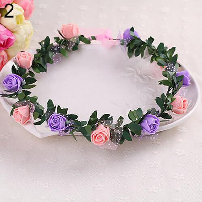 New Rose Flower Crown Headband Wreath Party Wedding Bridal Garland Hairband Headwear