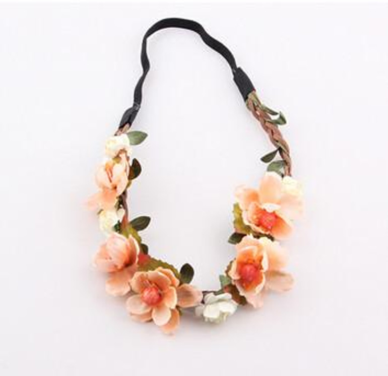 2017 New Bride Bohemian Flower Headband Festival Wedding Floral Garland Summer Hair Band Scrunchy Headband