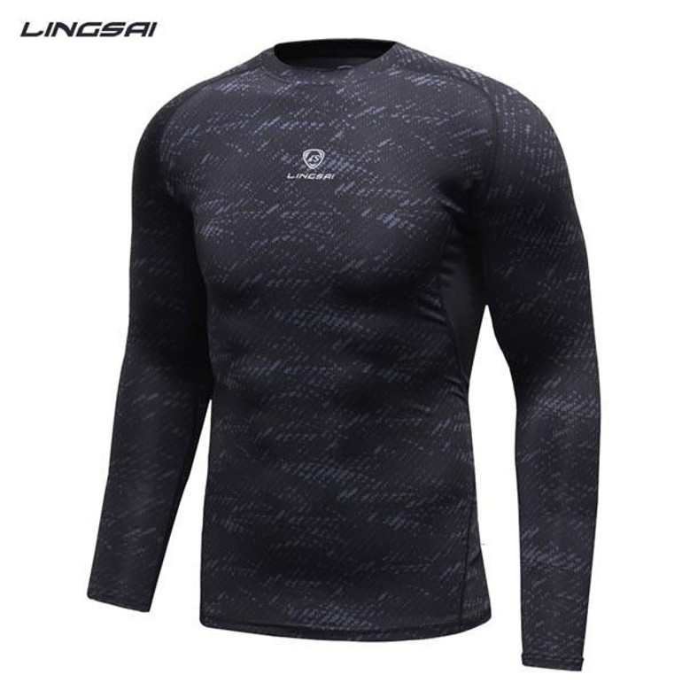 Newest Fitness Men Long Sleeve Exercise Casual T Shirt Men Thermal Muscle Bodybuilding Compression Tights Shirt Skins Gear Cool