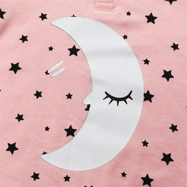 Baby Unisex Cartoon Moon Star Printed Long Sleeve Hooded Romper Wholesale Clothing Baby