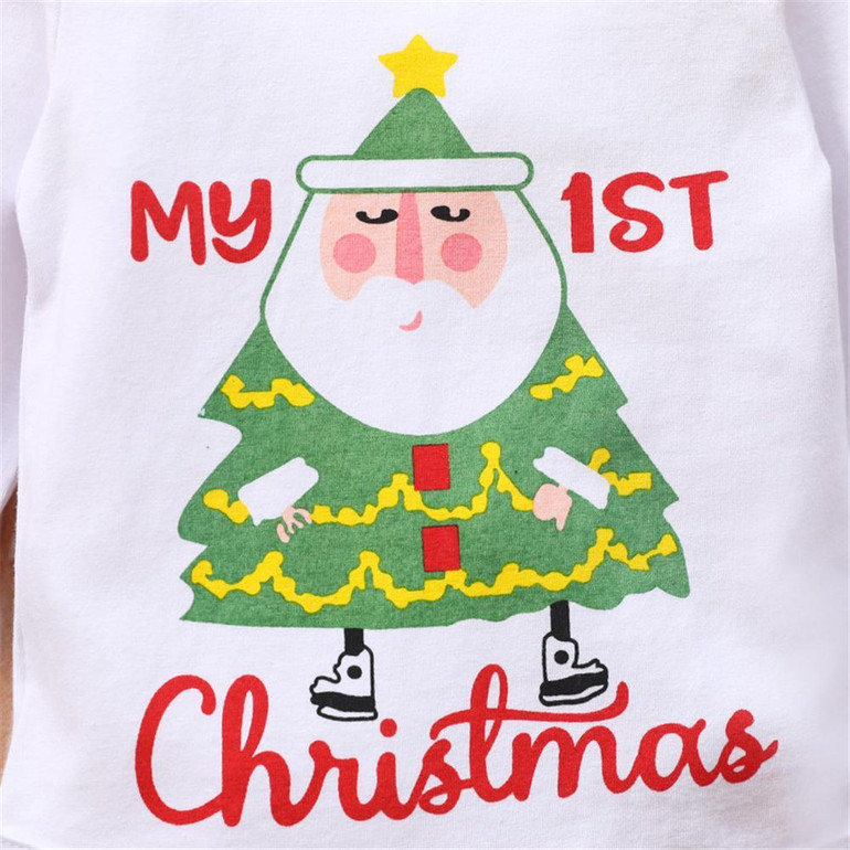 Baby Girl Christmas 3CPS Letter Printed Long Sleeve Romper & Tulle Skirt Baby Wholesales