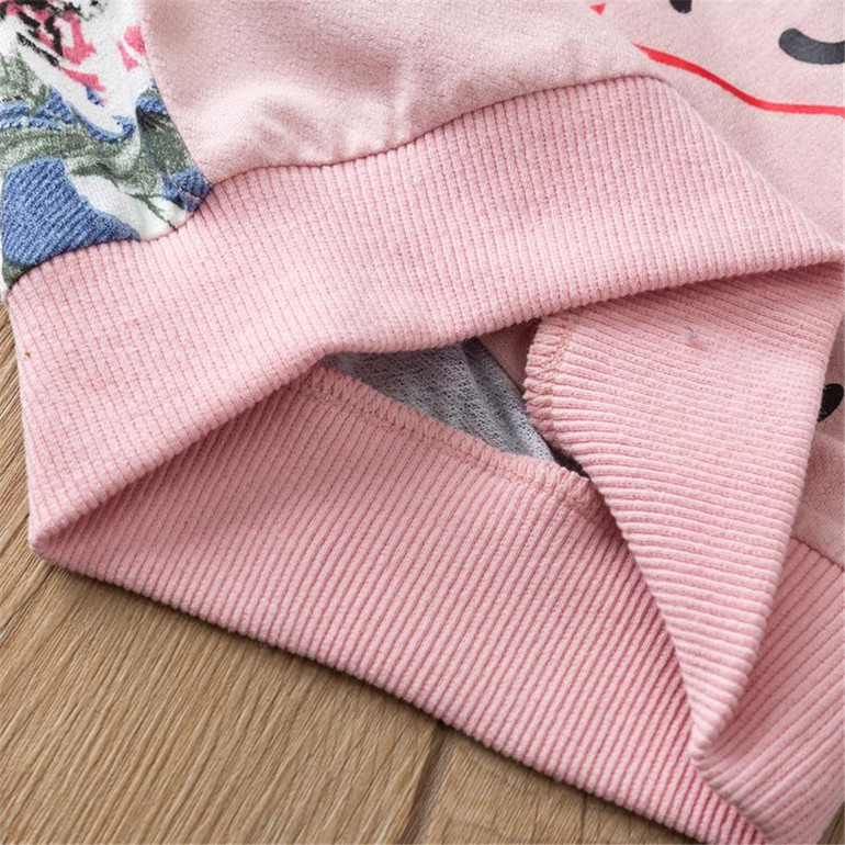Baby Girl Letter Plant Printed Long-Sleeve Top & Pants Baby Wholesale Clothing