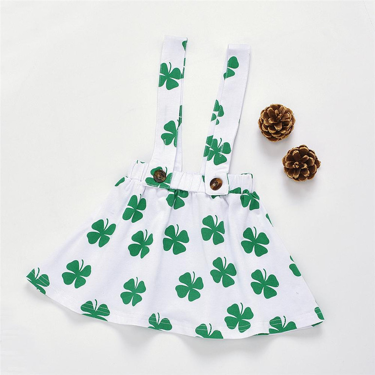 Baby Girls Green Long Sleeve Solid Romper & Leave Printed Suspender Skirt Buy Wholesale Baby Clothes