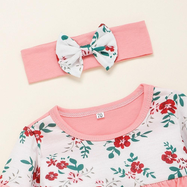 Baby Girls Floral Printed Top & Pants & Headband Cheap Boutique Baby Clothing