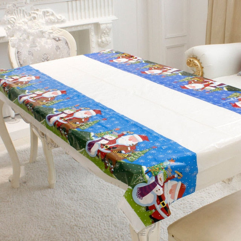 Merry Christmas Rectangular Tablecloth Kitchen Dining Table Covers Christmas Decorations for Home Natal Noel New Year Decoration