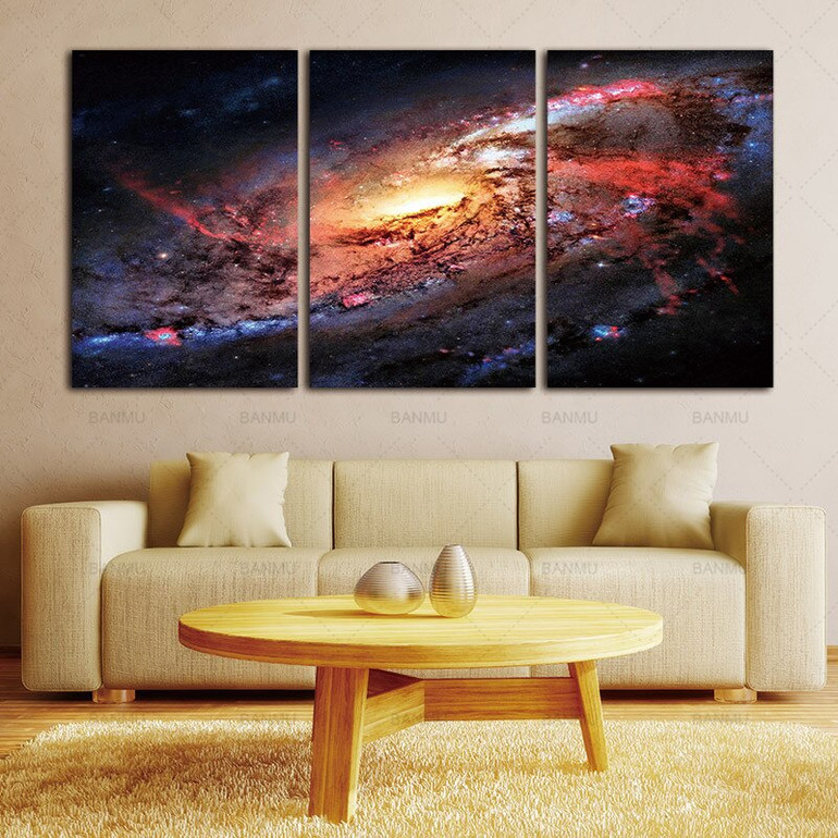 Canvas Print Wall Art Decor Space and Universe Space Landscape Paintings Galaxy Stars 3 Piece Picture Print