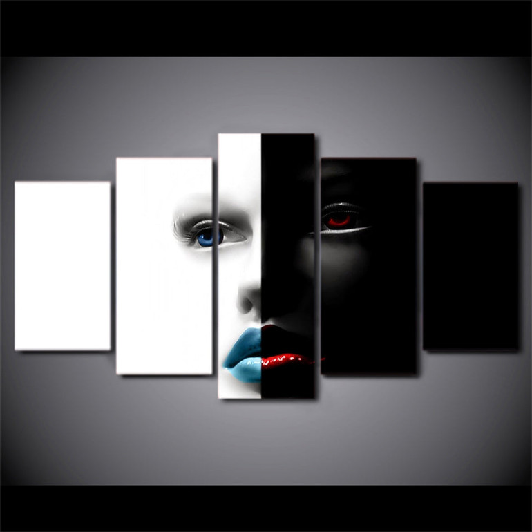 5 Piece Canvas Paintings Abstract Art Face Printed Home Decor Wall Pictures Living Room