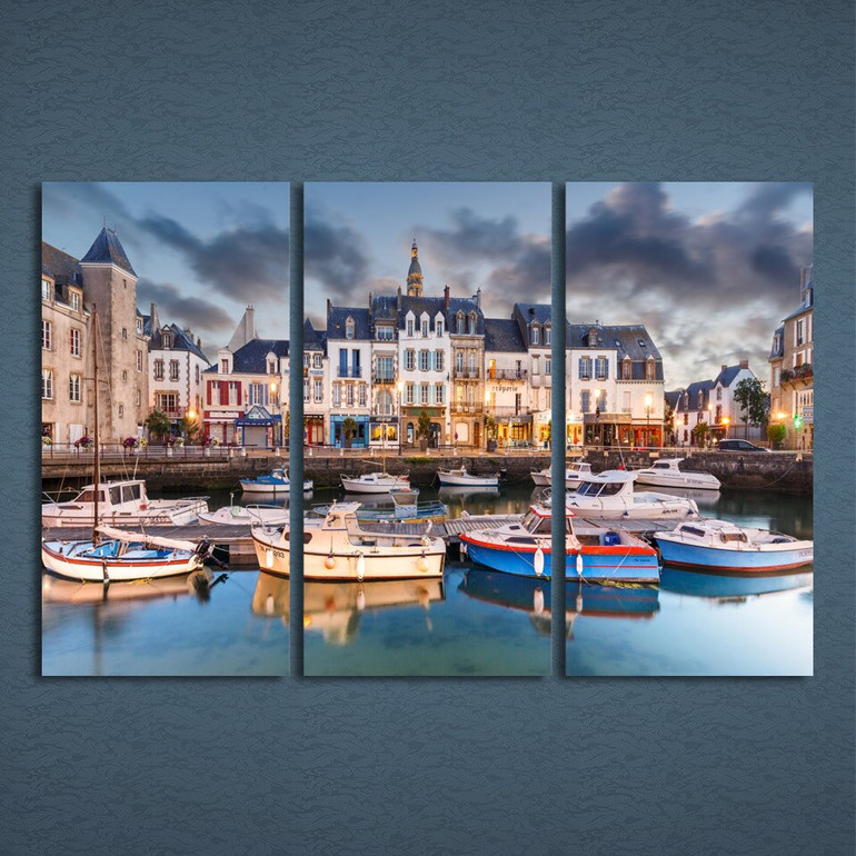3 Panels Canvas Art City France Boats Sights Home Decor Wall Art Painting Canvas Prints Pictures Living Room Poster