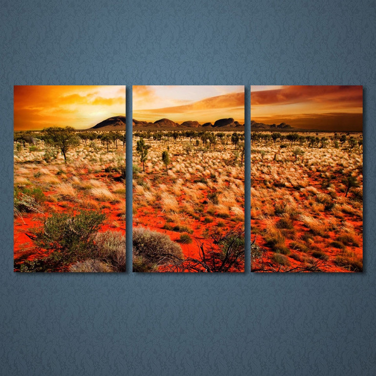 3 Panels Canvas Art Sunset Wildland Nature Home Decor Wall Art Painting Prints Pictures Living Room Poster