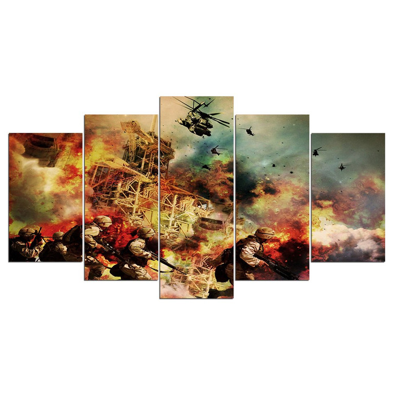 5 Pieces Wall Art Picture Gift War Home Decoration Canvas Print Painting Beautiful Living Room