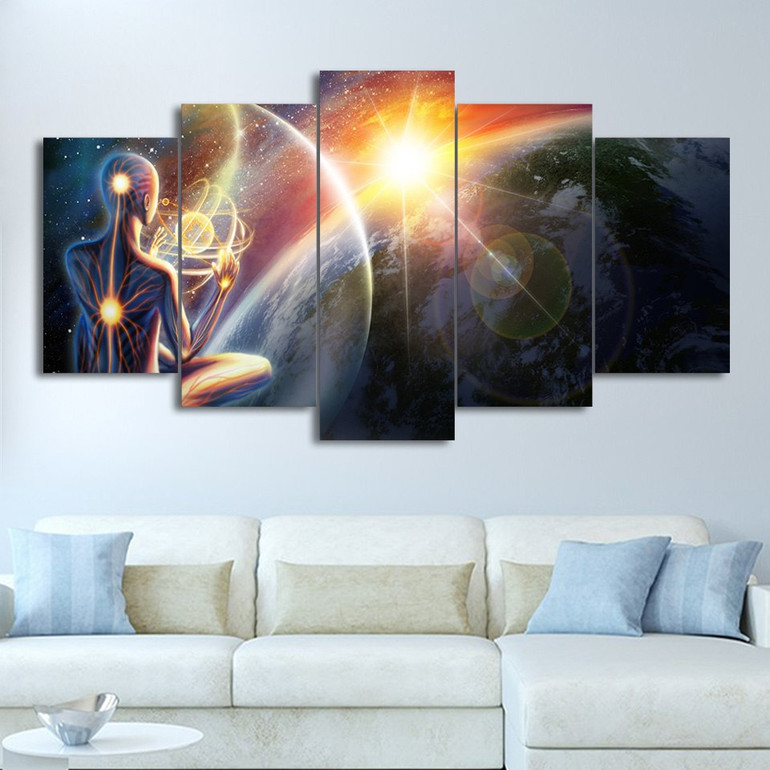 HD Print 5 Pieces Canvas Painting Cosmic Meditation Universe Wall Art Print Pictures Living Room