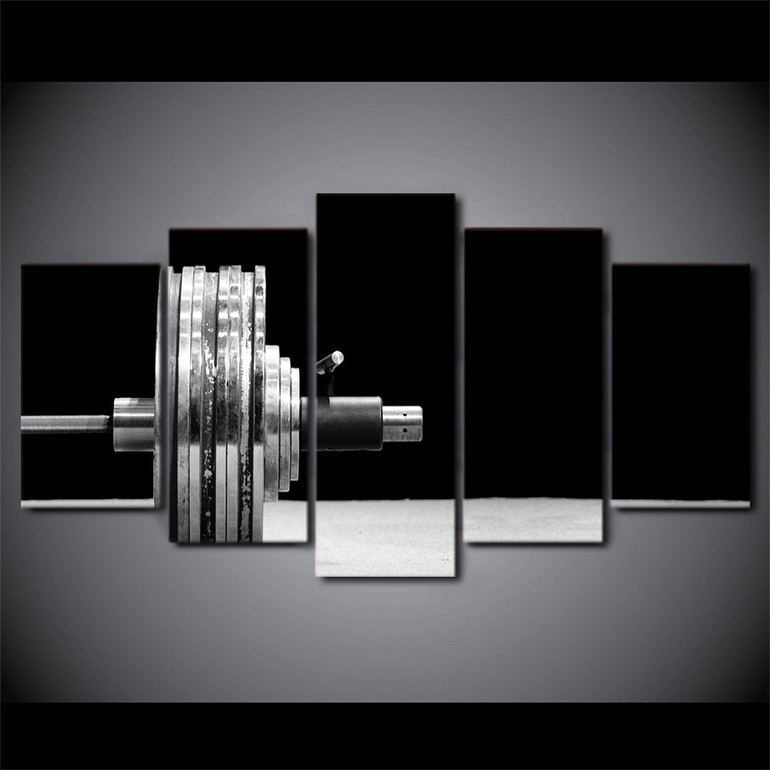 HD Printed 5 Piece Canvas Art Weightlifting Fitness Painting Modular Wall Pictures Living Room