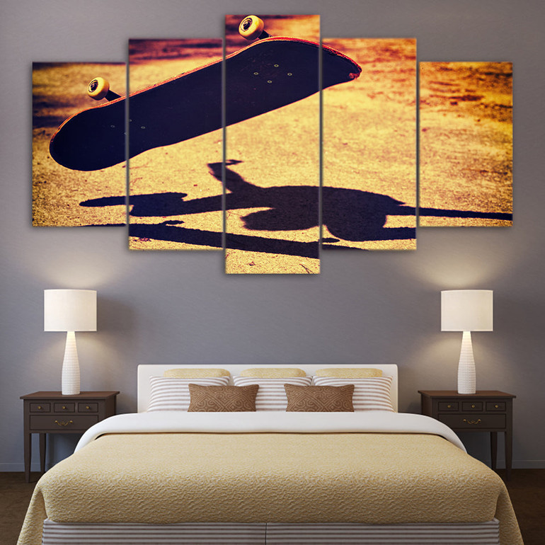 HD Printed 5 Piece Canvas Art Skateboard Painting Vintage Wall Pictures Room Decoration