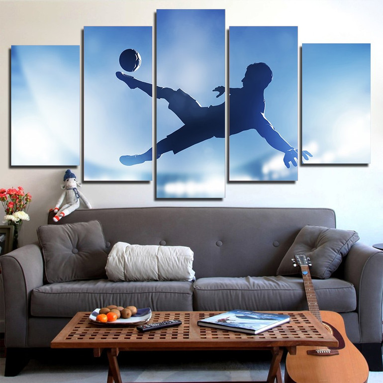 HD Printed 5 Piece Canvas Art Soccer Sports Large Canvas Wall Art Painting Wall Pictures Living Room