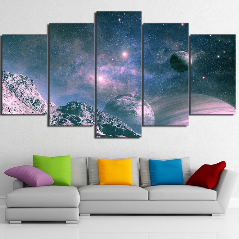 HD Printed 5 Piece Canvas Painting Universe Starry Sky Space Posters Modular Wall Pictures Home Decor