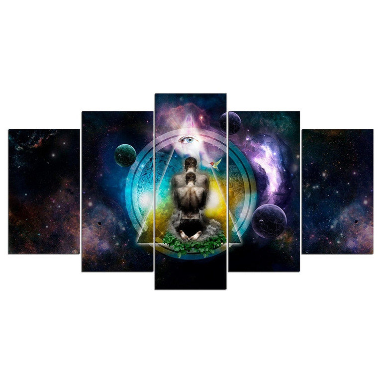 5 Piece Canvas Pictures Wall Art OM Yoga Symbol Buddha Buddhism Abstract