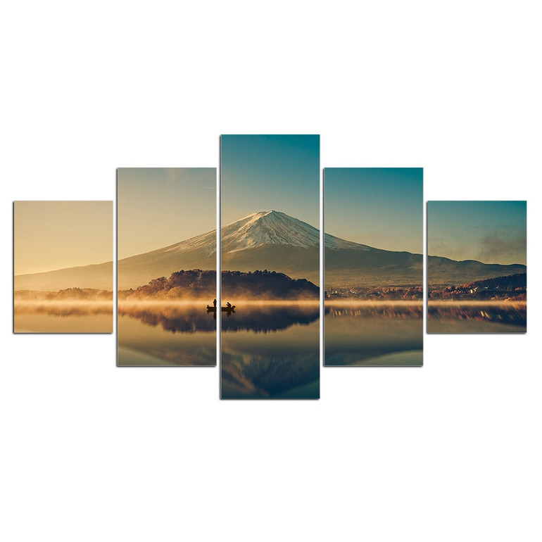 Wall Picture Lake View Mountain Canvas Painting Wall Art Print 5 Panel Scenery Painting Pictures Print