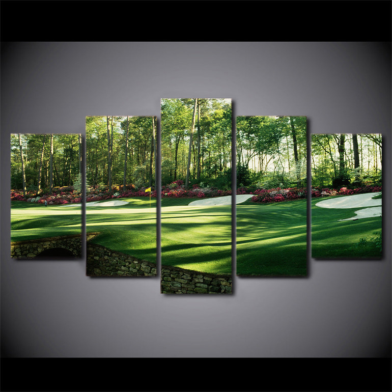 HD Wall Art Canvas Modern 5 Panel Golf Course Landscape Printed Pictures Painting