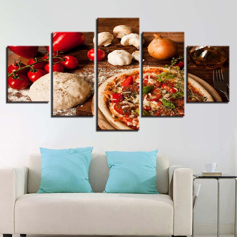 Modern Posters Wall Art Pictures 5 Panel Pizza Onions HD Printed Painting