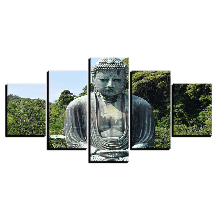 Art Canvas Prints Poster Modular Wall 5 Panel Figure Of The Buddha Pictures Painting