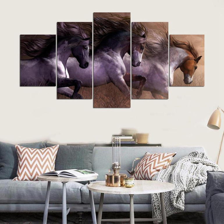 Canvas Wall Art Pictures 5 Pieces Animal Horse Pentium HD Printed Poster Painting