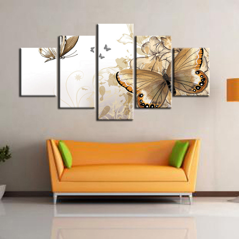 Painting Wall Art HD Modern Poster 5 Panel Butterfly Canvas Pictures Modular Printed Cuadros