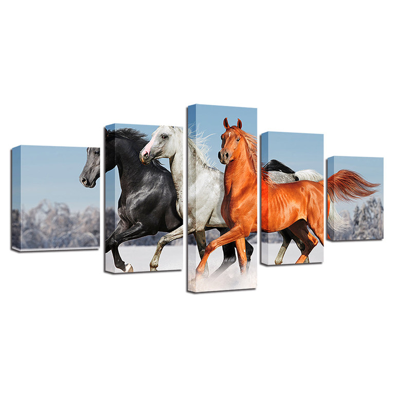 Art Modular Picture Wall Posters 5 Panel Animal Horse HD Printed Modern On Canvas Painting