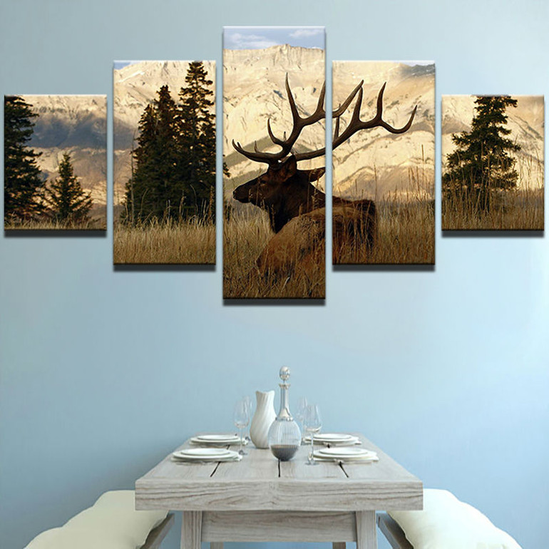 Canvas Wall Art Posters Prints Canvas Painting 5 Panel Animal Deer Wall Pictures