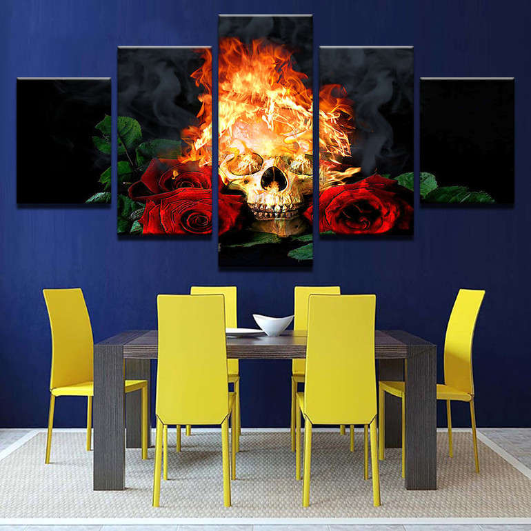 Modern Home Wall Art Decor Pictures HD Printed 5 Pieces Halloween Horror Skull  Painting On Canvas Art