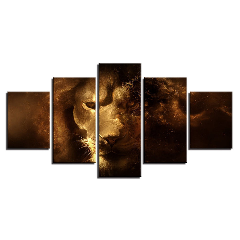 Canvas Paintings Modular Wall Art 5 Pieces Animal Lion Abstract Posters HD Prints Pictures