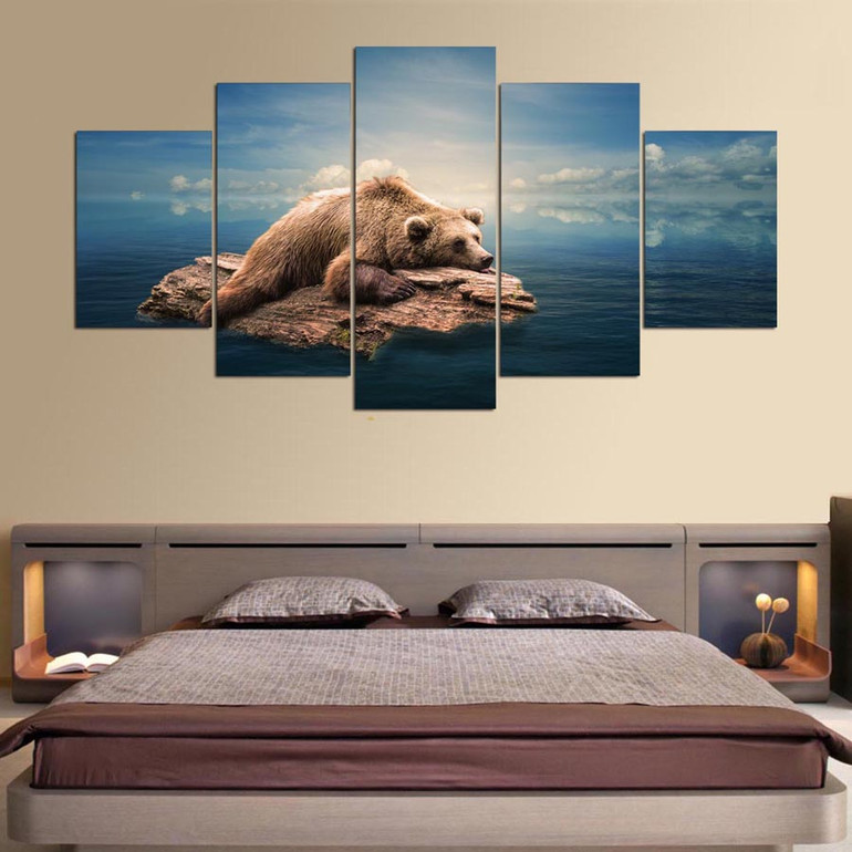 Canvas Pictures Prints Poster 5 Pieces Vintage Classic Green Convertible Car Paintings Wall Art