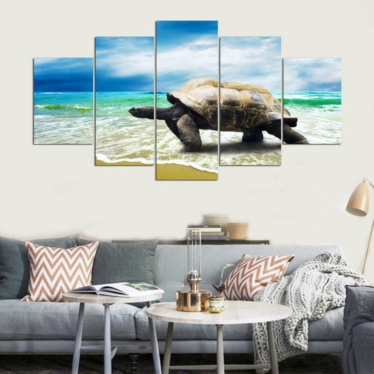 Canvas Wall Art Modular Picture 5 Panel Animal Tortoise