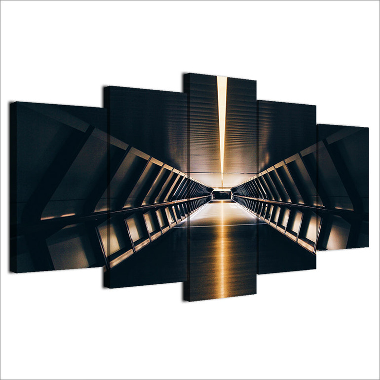 Canvas Paintings Wall Art HD Prints Pictures 5 Pieces Beautiful Building London Tunnel Subway Lights Poster