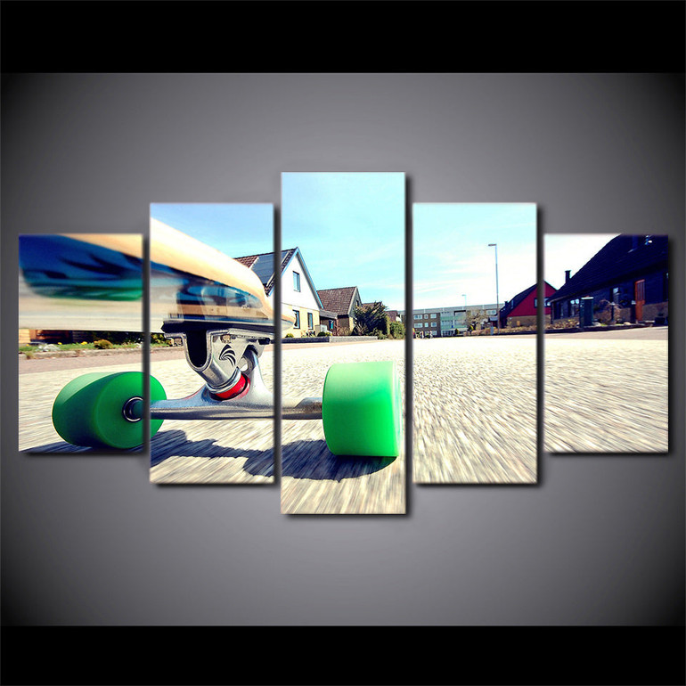 Wall Art Decor Canvas Art Pictures Modular Poster 5 Pieces Skateboard Youth Sports Painting HD Printed