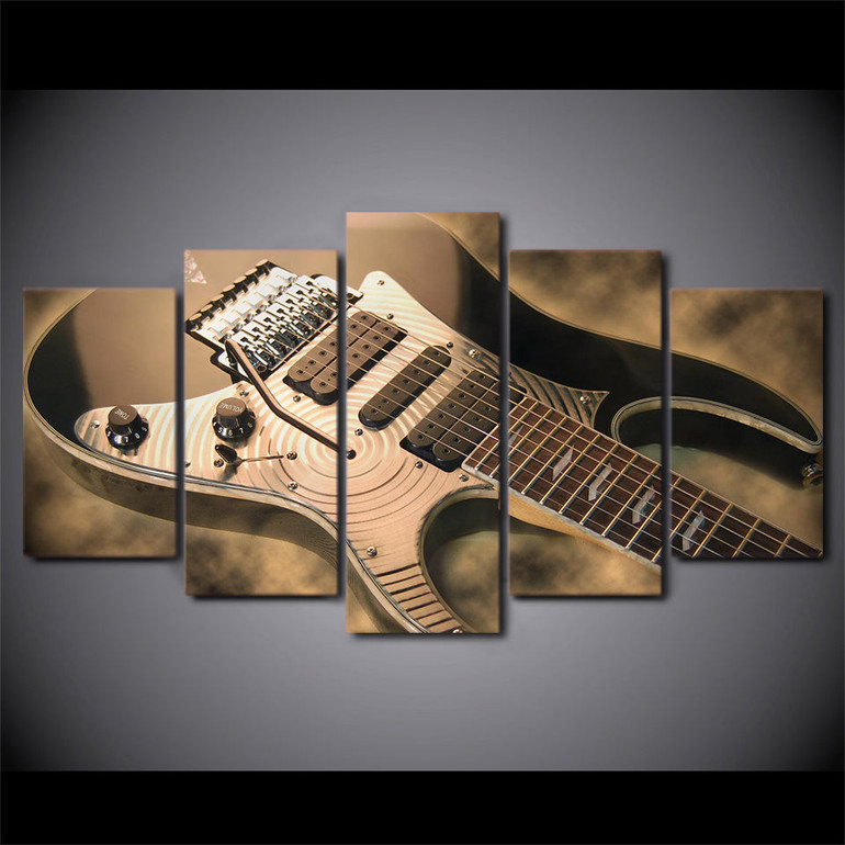 Canvas Wall Art Pictures 5 Pieces Electric Guitar Paintings Vintage Music Instrument Posters HD Printed