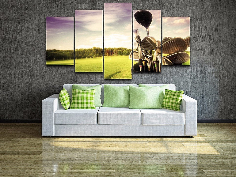 HD Printed Canvas Painting Home Decor Modular Pictures 5 Panels Golf Brassie Landscape Wall Art Posters