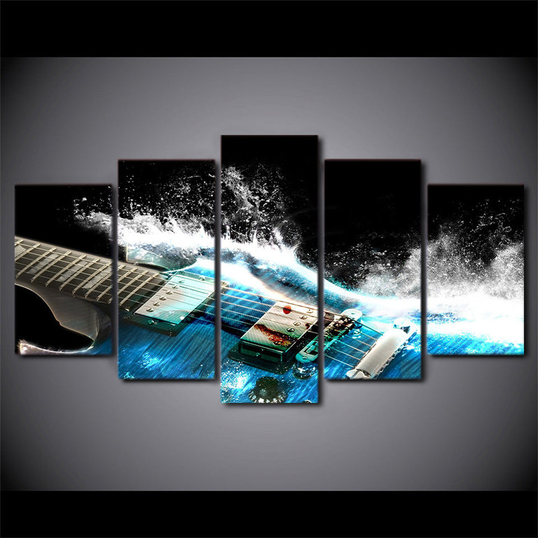 5 Pieces Canvas Art Painting Printed Abstract guitar Wall Art Print Canvas Painting