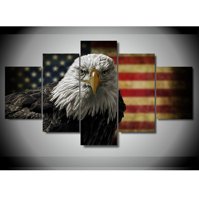 5 Pieces American Flag Eagle Wall Art Picture Modern Canvas Print Painting Wall Picture