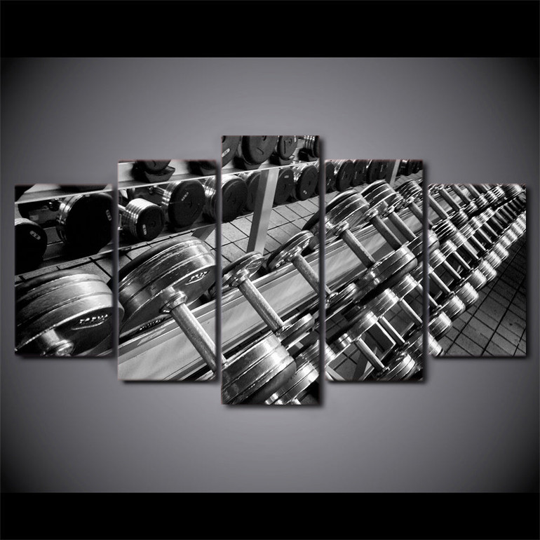 5 Piece Art Dumbbells Fitness Poster Gym Canvas Painting Decor Wall Pictures