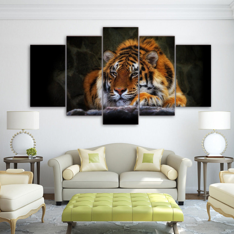5 Piece Canvas Art Animal Tiger Posters And Prints HD Painting Wall Pictures