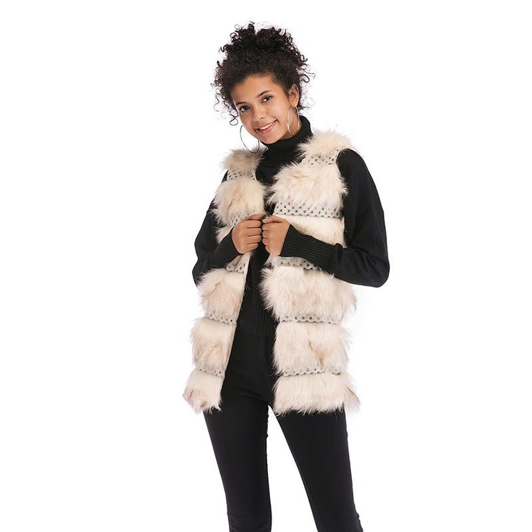 Women's Layered Plush Faux Fur Vest