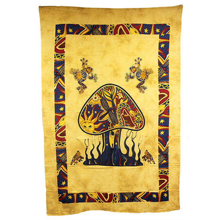 Mushrooms & Dragonfly Bedspread / Wall Art