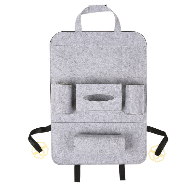 Auto Car Seat Back Organizer Multi-Pocket Felt Tissue Box Hanging Storage Bag