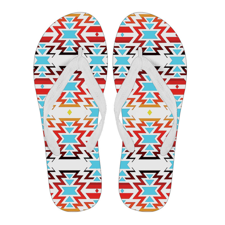 White Fire and Turquoise Women's Flip Flop