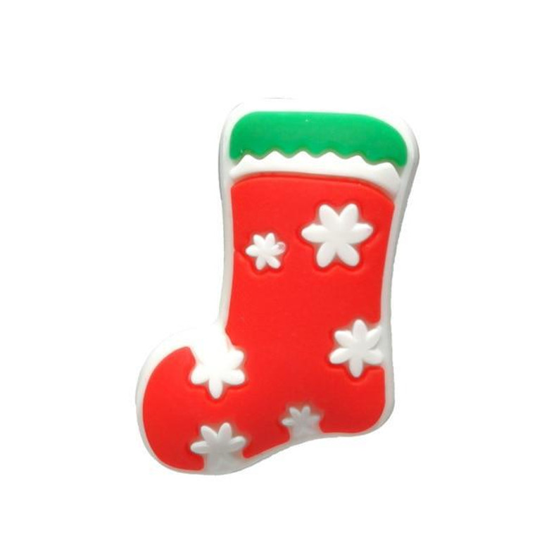 Red And Green Snow Christmas Stocking Croc Charm