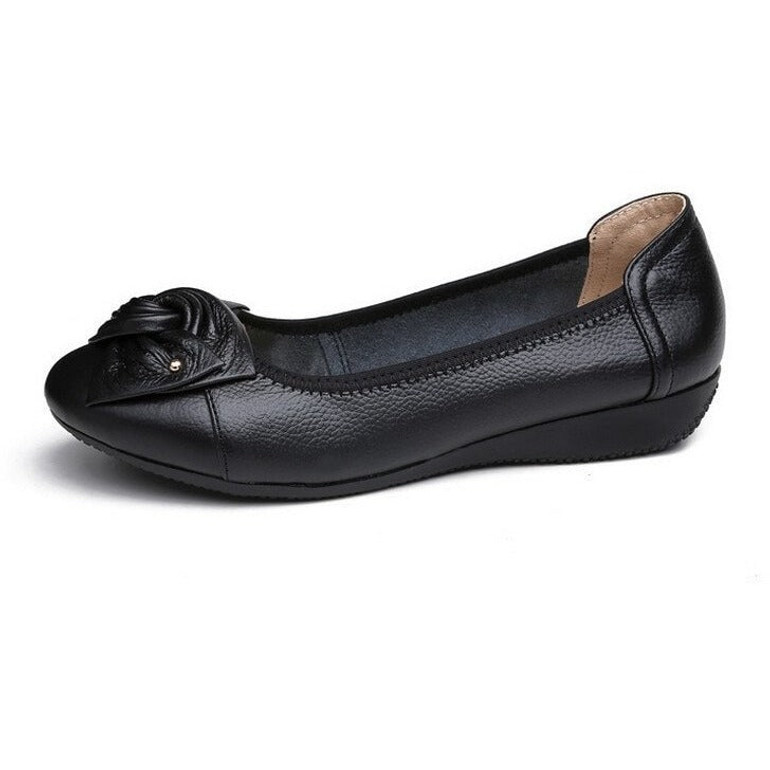 Genuine Leather Black Ballet Flats