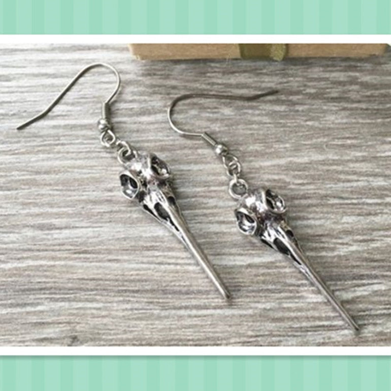 Bird skull earrings, gothic earrings